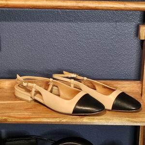 Steve Madden- Madden Girl Beige and Black Women's Slingbacks
